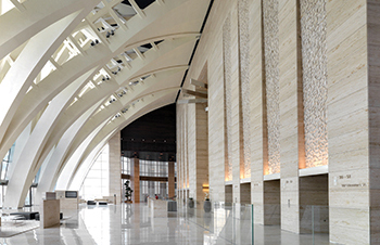 Al Hamra Tower ... to enlarge the tower’s entrance, five major columns were pushed 25 ft to compose a lamella structure.