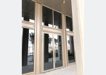 The EFP 65tb door system ... specified for the entrance doors of various buildings at the Mobility Pavilion.