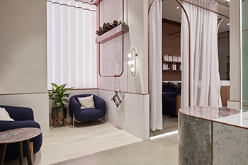 The layout takes into consideration elements of privacy within the ladies-only salon.