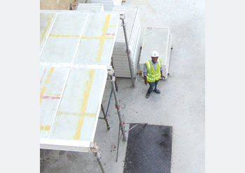MevaDec slab formwork ... the lightweight, robust panels with grip profile can be installed from below or above.