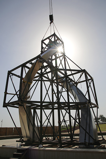 An 11-tonne framework jig was used to align the sculpture’s main components.