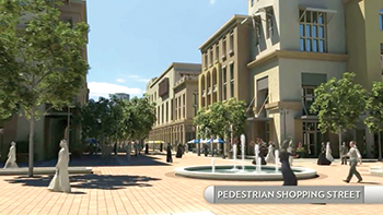 A pedestrianised shopping street in Jubail Two.