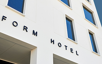 The Form Hotel Dubai ... white facades contrast with the coloured and timeless interior spaces.