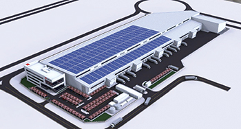 Artist’s impression of the rooftop solar PV power plant for DB Schenker.