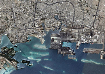 An overview of Jeddah ... the city has spread 40 km northwards, hugging the coastline.