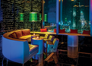 Sofitel Dubai Downtown ... vibrant lobby (left) and club lounge.