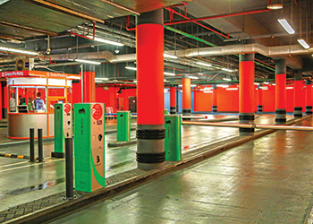 The car park at The Beach by Meraas ... the system manages 1,200 parking spaces. 