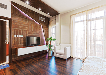 Parquet flooring enhances the interiors.