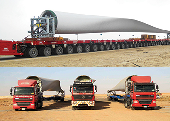 Haulage feat ... the giant wind turbine was transported 1,250 km and then lifted and installed at its destination.