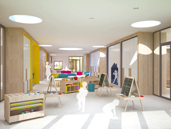 The corridor ... a 8-m-wide flexible light space for exploring, creating and learning together.