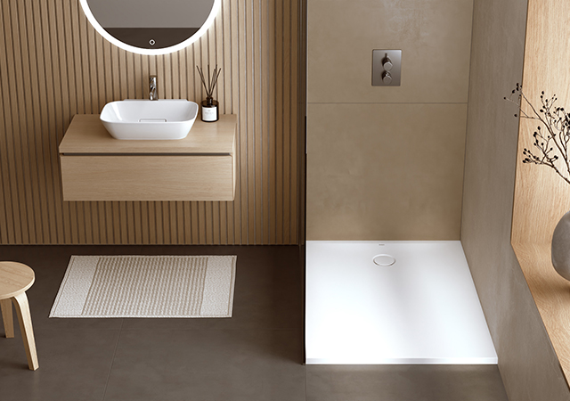 CleanFloor30, fabricated from a high-quality mineral composite, features a smooth, dirt-repellent surface finish.