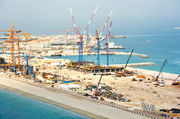 Raimondi LR213 luffing jib cranes ... at the Beach Vista development site. 