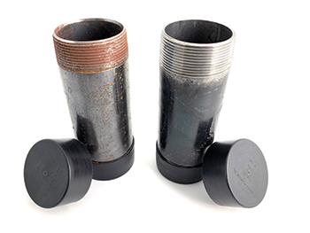 CorroLogic CorrPlug pipe caps ... protection all the way to the last pipe thread.