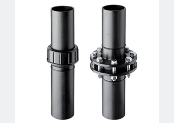 PE screw and flange (right) connection.