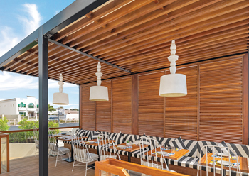 Falla features a dedicated external dining area.