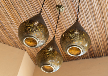 Modern but Persian-inspired lighting was incorporated throughout the restaurant.