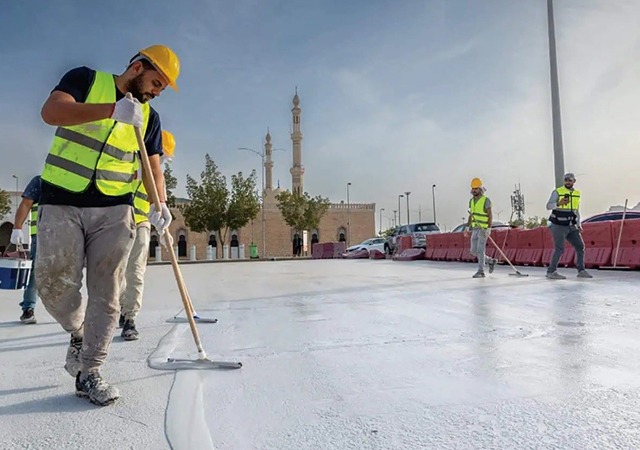 More than 84,000 sq m of roads in Arafat have been resurfaced using heat-reflective and recycled materials.