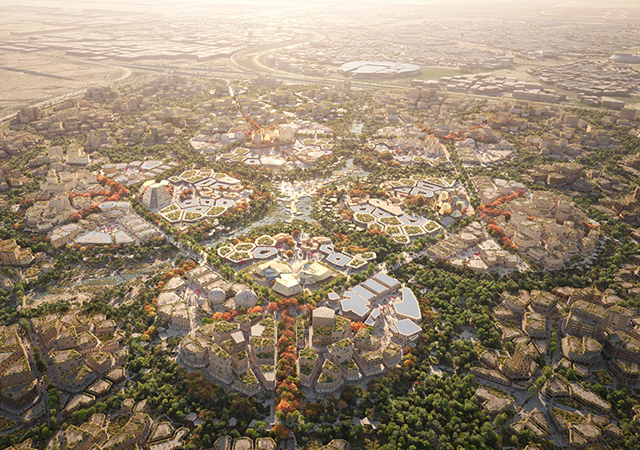 The Expo site is focused around five major districts, which emerge like petals from a large Central Plaza.