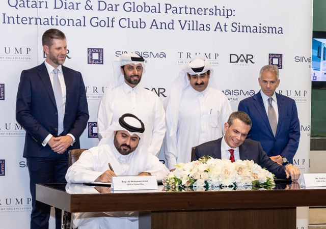 Qatari Diar, Dar Global and Trump International officials at the signing ceremony for the Trump-branded Gold Club and Villas.