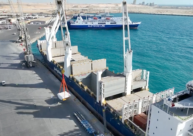 The Port at Oxagon recently received components of the TBMs being utilised for the construction of tunnels at Trojena.