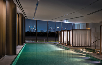 The indoor pool ... at the Bulgari Spa.