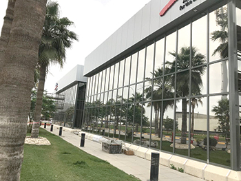 Alba’s administration building ... retrofitted glass with LLumar films.