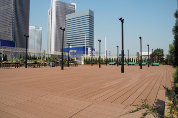 Composite products from Einwood WPCC-Japan for external decking.