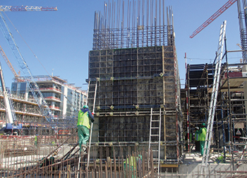  Modular panels ... used to construct vertical elements at the City Walk Development.