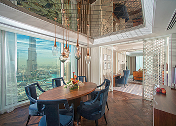 Taj Dubai’s luxury Burj-view suite.