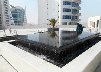 The water feature at Fakhroo Tower.