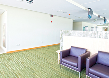 Ceilings installed in the hospital corridor.