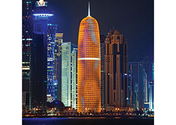 Doha Tower has the region’s first high-speed panoramic elevators.