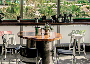 Centre tables made from chilled water pipes.