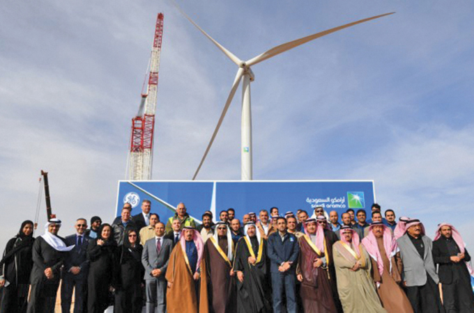 Milestone ... officials at the launch of the turbine.