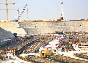 Construction advances on Al Bayt Stadium.