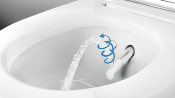 The toilet cleans thoroughly with the WhirlSpray shower technology.